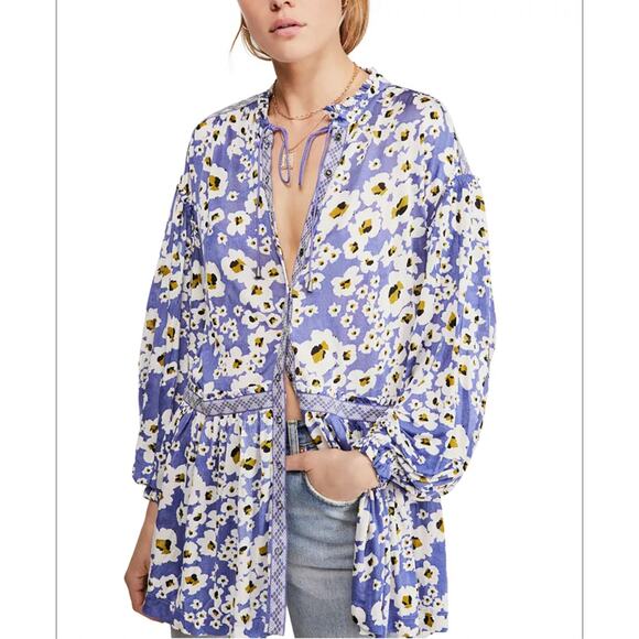 Free People Love Letter Tunic Top Mini Dress Boho Chic Floral Romantic Feminine - Picture 1 of 11